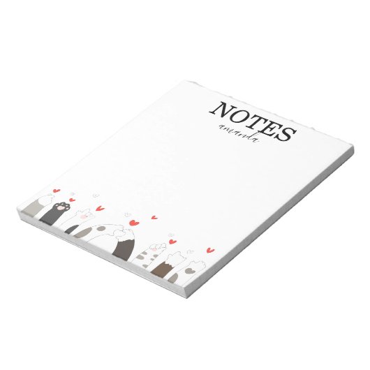 Moderne Cute Cat Kitten Calligraphy Script Notitieblok (Gedraaid)