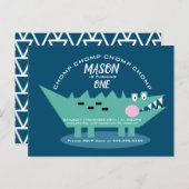 Moderne Cute Chomping Alligator Safari Verjaardag Briefkaart (Voorkant / Achterkant)