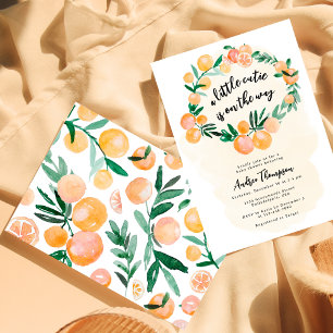 Moderne Cute Citrus Oranje Kleine Malle Baby Showe Kaart