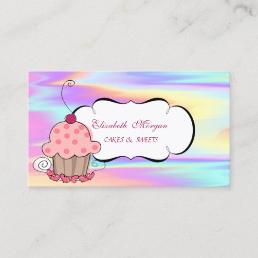 Moderne cute cupcake bakery holographic visitekaartje (Voorkant)