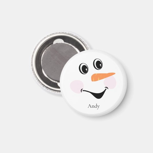 Moderne Cute Custom Smiling Snowman visage Magnet (Recto/Verso)
