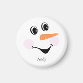 Moderne Cute Custom Smiling Snowman visage Magnet (Devant)