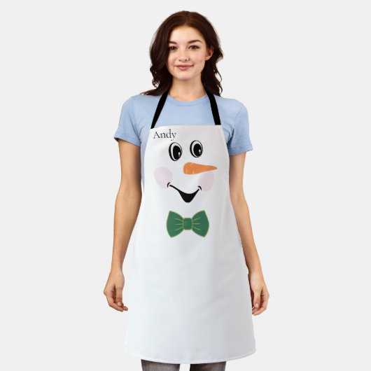 Moderne Cute Custom Snowman visage tablier arc cra (Porté)