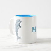 Moderne Cute Dolfijn en Turquoise Initiale Mok (Voorkant links)