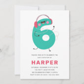 Moderne Cute Fun Kids 6e Anniversaire Invitation (Devant)