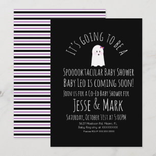 Moderne Cute Geest Ghoul Baby Shower Strepen Kaart