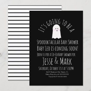 Moderne Cute Geest Ghoul Baby Shower Strepen Kaart