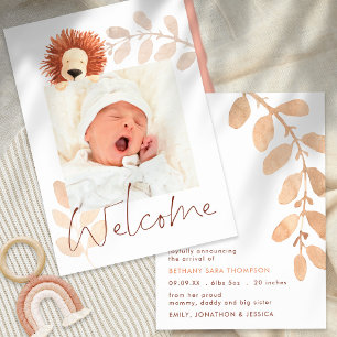 Moderne Cute Leeuwenbaby Foto Geboorte Aankondiging