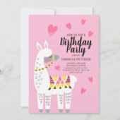 Moderne Cute Llama Invitation Anniversaire (Devant)