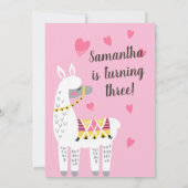 Moderne Cute Llama Invitation Anniversaire (Dos)