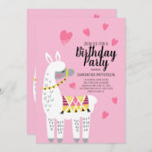 Moderne Cute Llama Invitation Anniversaire (Devant / Derrière)