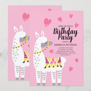Moderne Cute Llama Invitation Anniversaire