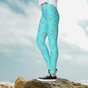 Moderne Cute Meisjesachtige Turquoise Regenboog Ha Leggings