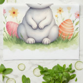 Moderne Cute Paashaas En Eieren Collectie Theedoek (Gevouwen)