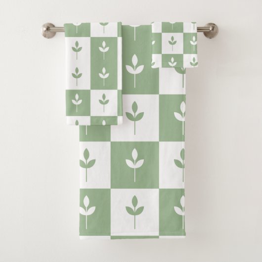 Moderne Cute sauge vert et blanc feuille motif (En situation)