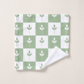 Moderne Cute sauge vert et blanc feuille motif (Gant de toilette)