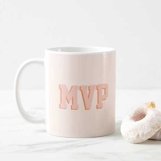 Moderne Cute Shadow Print Monogram Initialen Aange Koffiemok (Met donut)