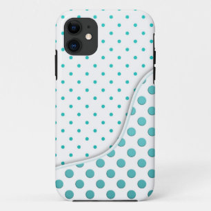 Moderne Cute Turquoise en Witte Stippen Design iPhone 11 Hoesje