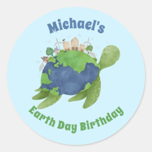 Moderne Cute Verjaardagsfeestje voor Aardetijd met Ronde Sticker