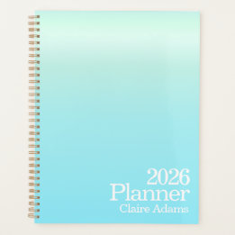 Moderne Cyaanblauwe Ombre Planner
