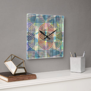 Moderne Cyberpunk Geometrische Op Art Wandklok Vierkante Klok