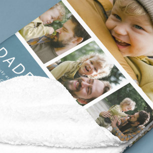 Moderne Daddy-foto-strip-collage blauw Fleece Deken