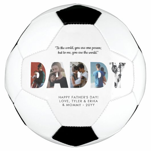 Moderne DADDY Photo Collage Chic Happy Vaderdag Voetbal (Voorkant)