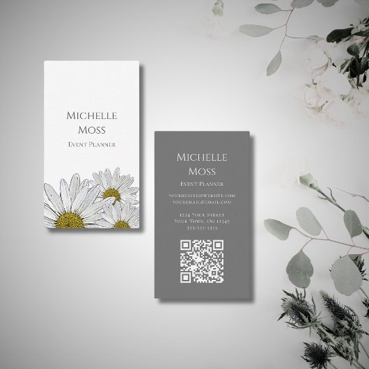 Moderne Daisies QR-code Trendy Botanical Visitekaartje