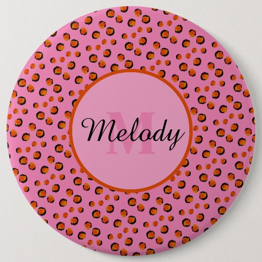 moderne Dalmatische cheetah dierenprint Monogram Ronde Button 6,0 Cm (Voorkant)