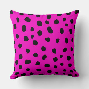 Moderne Dalmatische cheetah zwart en hete roze sti Kussen