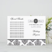 Moderne Damask Monogramme Programme de mariage Liv (Debout devant)