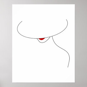 Moderne dame met Pet in rode lippenstift lijn kuns Poster