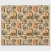 Moderne dames en huizen cadeaupapier (Vlak)