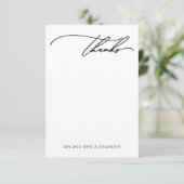 Moderne Dank Elegant Zwart en Wit Bedankkaart (Staand voorkant)