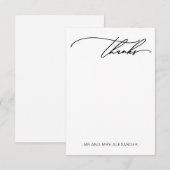 Moderne Dank Elegant Zwart en Wit Bedankkaart (Voorkant / Achterkant)