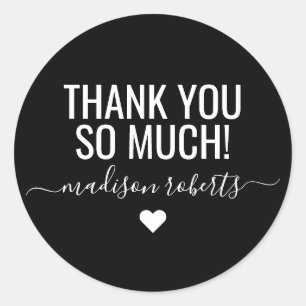 Moderne dank je zo veel typografie zwart ronde sticker