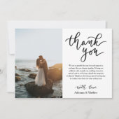 Moderne Dank Script Trouwfoto  Bedankkaart (Voorkant)