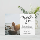Moderne Dank Script Trouwfoto  Bedankkaart (Staand voorkant)
