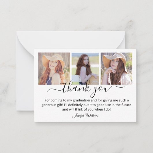 Moderne dank u afstuderen 3 foto's Budget Notitiekaartje (Voorkant)