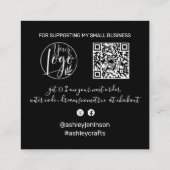 Moderne dank u het script neon roze Qr code Vierkante Visitekaartje (Achterkant)