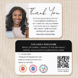 Moderne dank u Notaris Openbare foto QR-code Zwart Visitekaartje