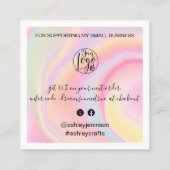 Moderne dank u script orde holografisch vierkante visitekaartje (Achterkant)