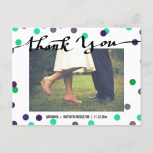 Moderne dank u typografie Confetti bruiloft foto Briefkaart
