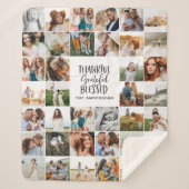 Moderne, dankbaar gezegend multi-fotoscript sherpa deken (Voorkant)