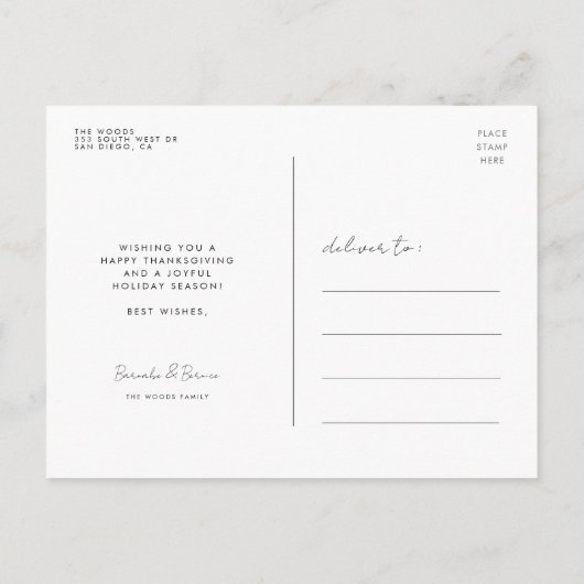 Moderne Dankbare Bedankte Gezegende Thanksgiving Briefkaart (Achterkant)