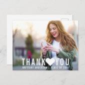 Moderne Dankjewel Hart voor Afstuderen (lege achte Briefkaart (Voorkant / Achterkant)