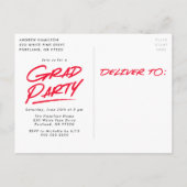 Moderne Dashed Afstudeerder Red Photo Graduparty Uitnodiging Briefkaart (Achterkant)