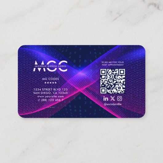 Moderne Data Scientist Software Engineer Paarse Visitekaartje (Achterkant)