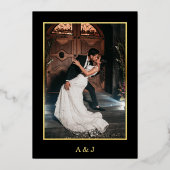 Moderne datum foto & monogram frame elegant echt  folie uitnodiging (Achterkant)