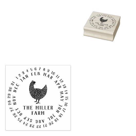 Moderne datum maand verse eieren 	rubberstempel (Gestempeld)